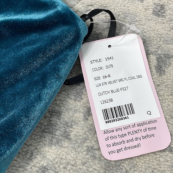 NWT After Six Cowl Neck Velvet Gown Bridesmaid Dress Dutch Blue 1541 Sz 16 - Picture 10 of 12